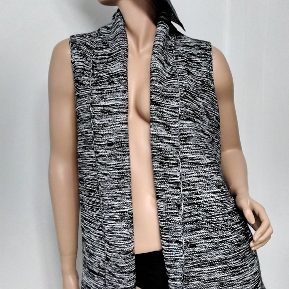 NEW Gap Black White Gray Marbled Top Open Front Cardigan Sweater Size M Medium - Picture 5 of 14